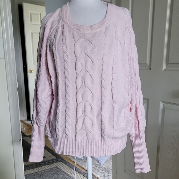 Tahari Cozy Pink Cable Knit Sweater - Picture 1 of 9